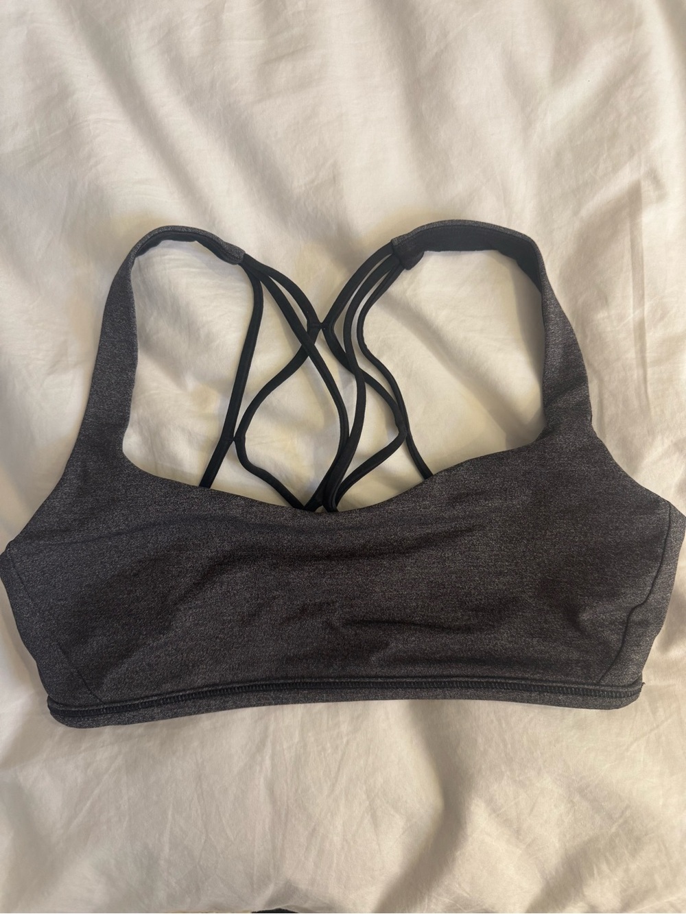 Strappy Back Sports Bra - Charcoal Gray